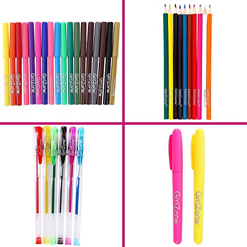 GirlZone Rainbow Jumbo Arts and Crafts Filled Stationery Pencil Case for Girls, Great Gift for Girls GirlZone