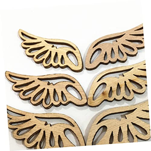Christmas Wood Angel Wings 80pcs Mini Chips Gift Stuff Wooden Angel Wings Cutouts Angel Crafts Unfinished Round Blank Wood Bamboo CD Paper Cut Amosfun