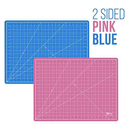 US Art Supply 18" x 24" Pink/Blue Professional Self Healing 5-Ply Double Sided Durable Non-Slip Cutting Mat Great for Scrapbooking, Quilting, Sewing U.S. Art Supply