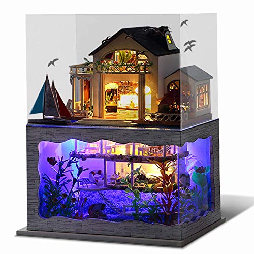 UniHobby DIY Miniature Dollhouse Kit,UniHobby DIY Dollhouse kit Tiny House Wooden Toy Gift with Furniture Dust Proof LED Lights for Adults UniHobby