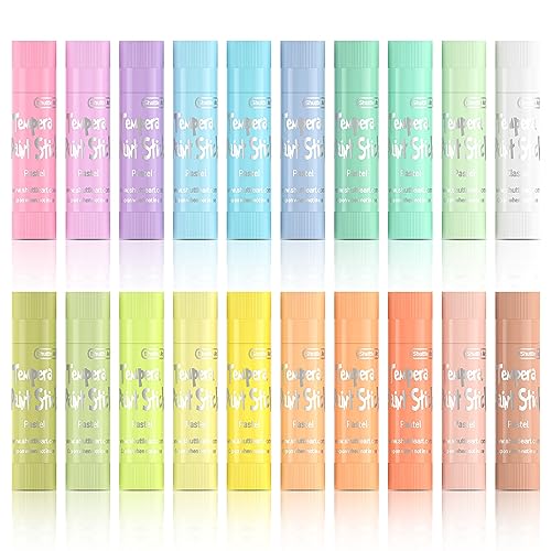 Shuttle Art Tempera Paint Sticks, 20 Pastel Colors, Solid Tempera Paint for Kids, Super Quick Drying, Works Great on Paper Wood Glass Ceramic Canvas Shuttle Art