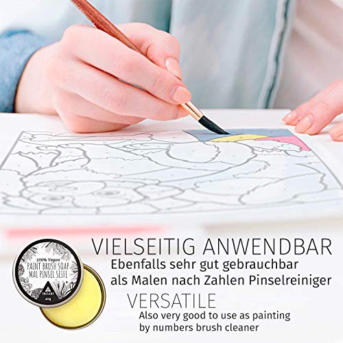 Tritart 100% Vegan Paint Brush Cleaner Soap for Makeup, Watercolor & Acrylic Paint Brushes - Lemon Scented Paint Soap for Cleaning Oil Paint Brushes Tritart