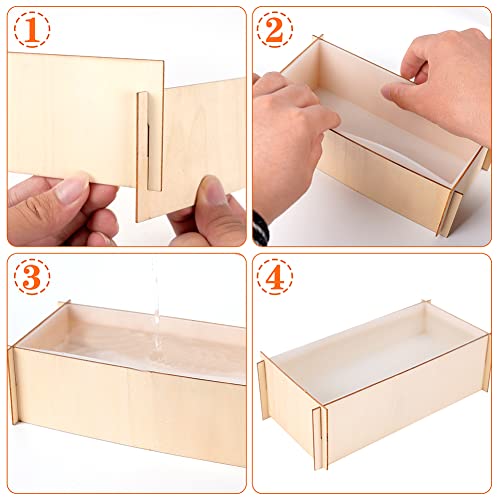 2PCS Different Size Silicone Resin Molds, Deep Rectangle Epoxy Resin Molds with Wooden Support, Large Size DIY Molds for Home Office Decoration Resin WUBOECE