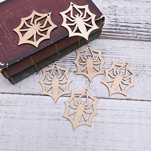 MAGICLULU 10 Pcs Wooden Slices Spider Web Ornaments Unfinished Wood Cutouts Animals Halloween Wood Cutouts Halloween Tree Spider Webs Wedding MAGICLULU