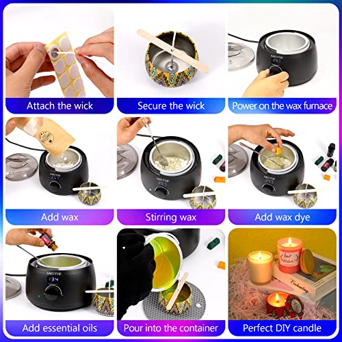 SAEUYVB Candle Making Kit with Hot Plate Full Set - for Adult - DIY Starter Soy Candle Making Supplies - Perfect as Home Decorations SAEUYVB