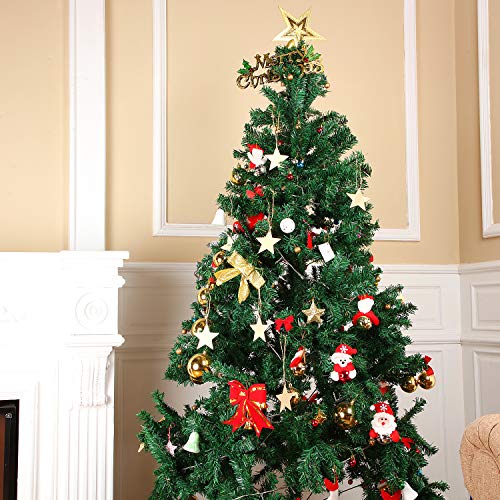 Tatuo 100 Pieces Christmas Wooden Star Ornaments Star Wooden Ornaments Cutouts for Crafts Hanging Ornaments with Ropes for Embellishments, Wedding, Tatuo