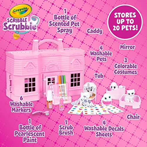 Crayola Scribble Scrubbie Pets Super Salon, Color, Paint & Wash Toy, Gift for Kids, Ages 3, 4, 5, 6 Crayola