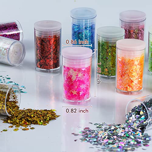 Holographic Chunky and Fine Glitter Mix, 36 Colors Chunky Sequins & Glitter Powder Mix, Iridescent Cosmetic Glitter Flakes for Nail Art Face Body Eye Linwulte