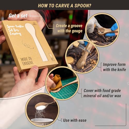 BeaverCraft BB3 Spoon Carving Kit Wood Carving Spoon Blank Wood for Whittling Unfinished Wood Blocks Carving Blanks Hobby Wood Carving Blocks Wooden BeaverCraft