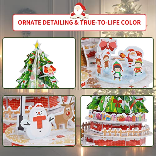 Hallisun 3D Puzzles for Kids and Adults, Merry Christmas Playground Tree DIY Jigsaw Puzzle Kit, Handmade Music Box Craft Kits, STEM Educational Toys Hallisun