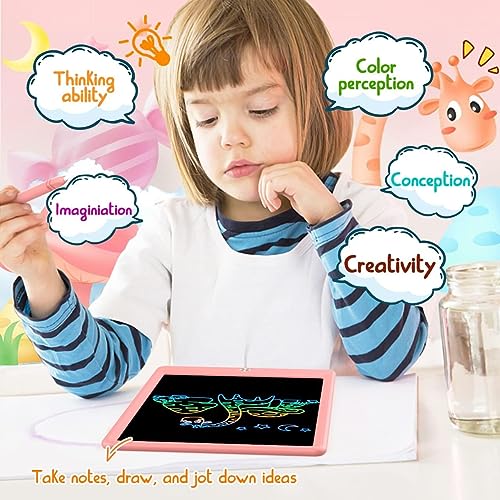 LCD Writing Tablet Doodle Board,10.5 inch Colorful Electronic Drawing Pads,Travel Gifts for Kids Ages 3 4 5 6 7 8 Year Old Girls Boys (Pink) BUKEBU