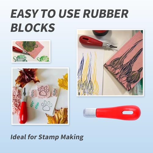 Stamp Making Kit for Adults Stamp Carving Tool Set Wood Carving Kit Carving Tool with 6 Blades Rubber Stamp Making Tools for Printmaking and DIY BRBASAP