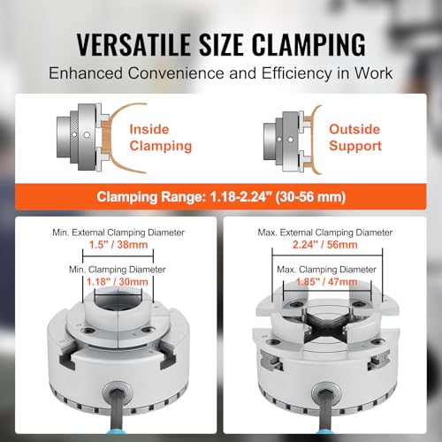 VEVOR KP2-3/4 Lathe Chuck, 4-Jaw 2.75" Diameter, Metal Lathe Chuck Turning Machine Accessories, Self-centering Tool, for Lathe, Precision Machining, VEVOR