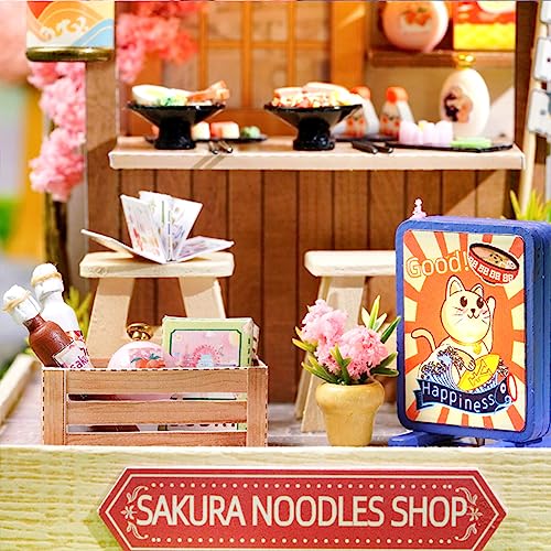 Lannso DIY Dollhouse Miniature Kit, Doll House Kit with Dust Proof Cover, Mini Handmade Wooden Dollhouse Toys for Adult Gift(QT41) Lannso