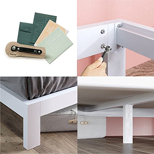 ZINUS Arnav Twin Metal Platform Bed Frame with Wood Slat Support, No Box Spring Required, Easy Assembly, White Zinus