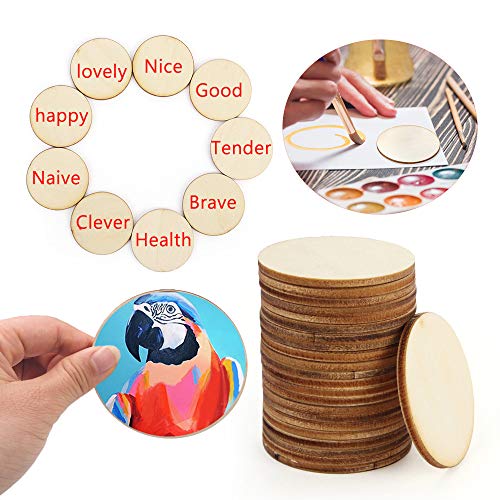 WLIANG 25 Pcs 4 Inch Unfinished Round Disc Cutouts, 1/9 Inch Blank Round Wood Circles for DIY Crafts, Painting, Staining, Coasters Making, Home WLIANG