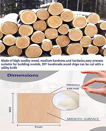 18 Pack Selected Basswood Sheets for Crafts-5 x 7 x 1/16 Inch- 1.5mm Thick Plywood Sheets - Balsa Wood Sheets -Unfinished Wood Boards for Laser