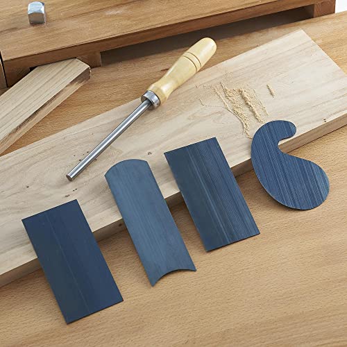 HERMIT TOOLS Cabinet Scraper Burnisher with 4 Piece Multi-Shaped Scraper Set 2 Rectangle 1 Curved (Convex and Concave) and 1 Gooseneck Scraper HERMIT TOOLS