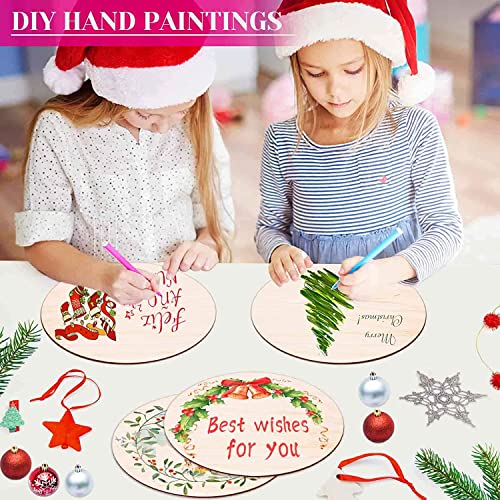 YRONTY 1Pcs 12Inch Unfinished Wood Circles with Hanger Rope, 0.1Inch Thick Blank Wood Rounds Slices Wood Circles for Crafts, Door Hangers, Painting, YRONTY