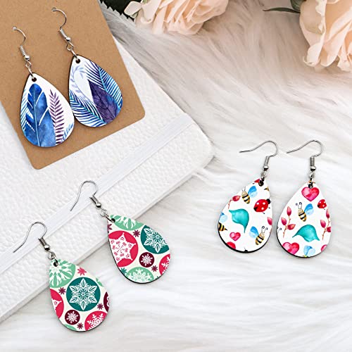 ZOCONE 60 Pcs Sublimation Earrings Blank Bulk, Sublimation Printing Earrings Unfinished Teardrop Heat Transfer Earring Pendant with Earring Hooks ZOCONE