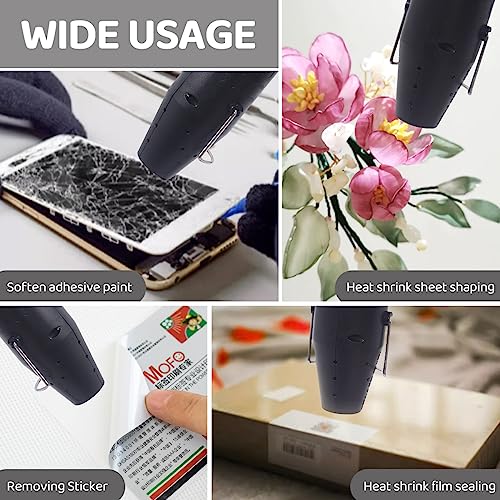 mofa Resin Heat gun,6.6ft Cable 300W Hot Air Gun for Crafting,Acrylic Paint Dryer Multi-Purpose Electric Heating Nozzle (Black Temp Regulation) mofa