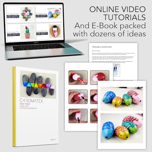 CHROMATEK Dual Tip Acrylic Paint Pens for Rock Painting, Stone, Ceramic, Glass, Wood - 30 Vibrant Solid Colors - Waterproof, Quick Drying, Never Fade CHROMATEK