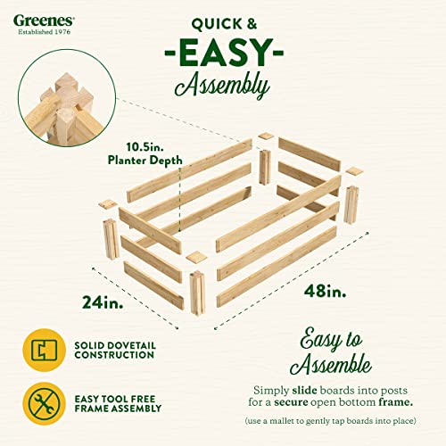 Greenes Fence Original Cedar Raised Garden Bed, 2' x 4' x 10.5" - Made in USA with North American Cedar Greenes Fence