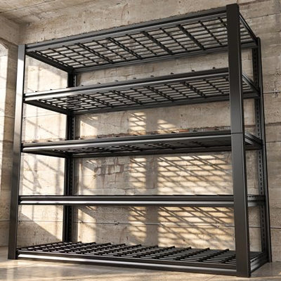 REIBII 48''W Garage Shelving Heavy Duty Loads 2500LBS Garage Storage Shelves Heavy Duty Shelving 5 Tier Adjustable Metal Shelving for Garage Storage