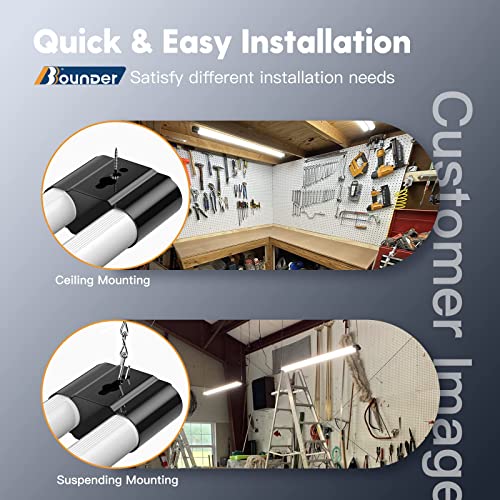 BBOUNDER 4 Pack Linkable LED Utility Shop Light, 4400 LM, Super Bright 6500K Cool Daylight, 4 FT, 48 Inch Integrated Fixture for Garage, 40W BBOUNDER