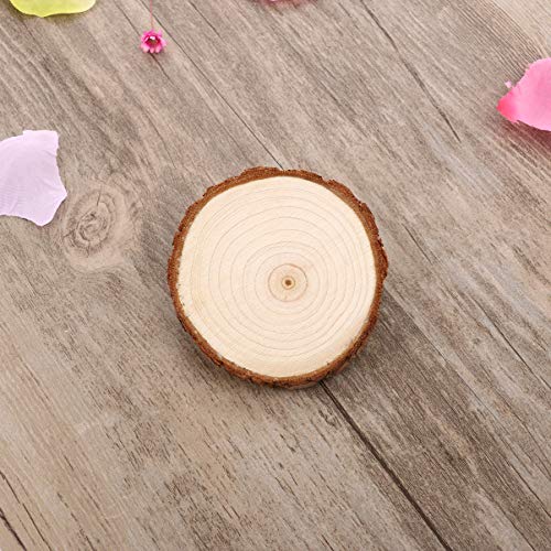 Ciieeo 5pcs Round Wooden Slices Unfinished Wood Discs for DIY Crafts Tree bark Wood Slices DIY Wood Mini Wooden Clips Wood Slices for Crafts with Ciieeo