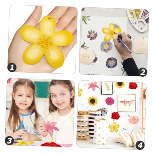 Gogogmee 1 Set Painting Flower Wood Piece Wooden Flower Discs Crafts Unfinished Wood Slices Wood Cutouts Shapes Kids Arts and Crafts DIY Painting Gogogmee