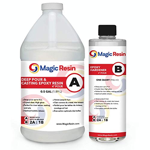 Deep Pour Epoxy Resin for River Table | 3/4 Gallon (2.85 L) | 4'' Deep Pour & Casting Epoxy Resin Kit | Low VOC & Low Odor | for River Tables, Deep Magic Resin