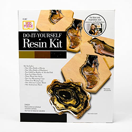 Mod Podge, Coasters One Epoxy Kit Includes Hardener, Resin Molds Silicone, Glitter Packs, Cups, Inks and Stir Sticks, 25296E Mod Podge