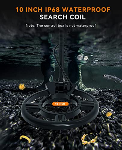 SUNPOW Metal Detector for Adults, Professional Waterproof High Accuracy Metal Detector, 10'' Detection Depth, Pinpoint & Disc & Notch & All Metal & SUNPOW