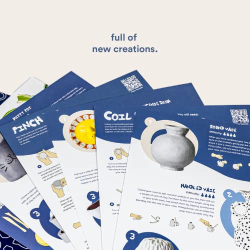 Sculpd Pottery Kit, Air Dry Clay Starter Kit for Beginners with Matte Varnish, Pottery Kit for Two Includes Paint, Tool Set, Paintbrushes, Sponge and Sculpd