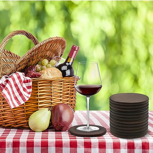 SIJDIEE 4 Inch Wood Drink Coasters, 12 Pack Round Bulk Wooden Coasters with Non-Slip Silicon Dot Stickers for Bar Kitchen Home Dinner Table Decor SIJDIEE