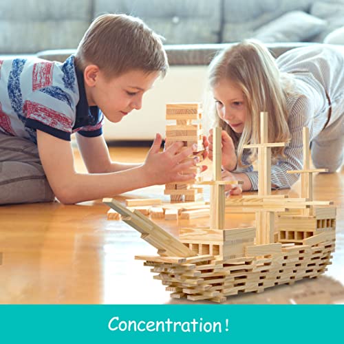 ICEKO KN 100pcs Classic Wooden Building Blocks Set,Solid STEM Building Toys for Kids, Preschool Learning Montessori Toys for Toddlers, Boys & Girls ICEKO KN