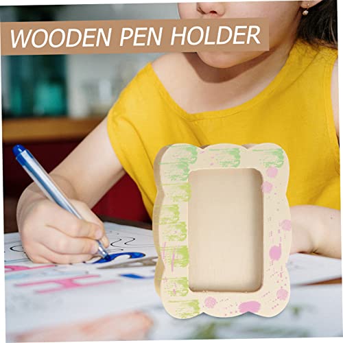 KALLORY 4pcs Diy Wooden Photo Frame Makeup Brush Holders Photo Frame Pen Cups Kids Pen Cups Unfinished Wood Pen Case Unfinished Brush Holder Diy Pen KALLORY