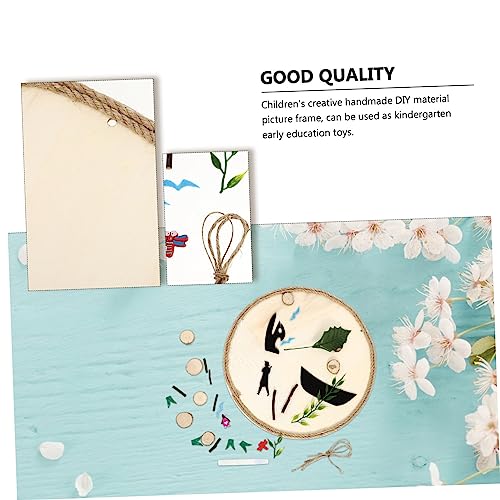 VILLCASE 1 Set DIY Log Painting Natural Wood Slices Painting Kit Unfinished Blank Sign Handmade Wood Painting Kids Toys Kid Craft Wedding Christmas VILLCASE