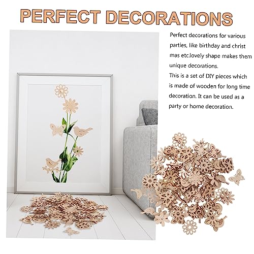 COHEALI 100pcs Pieces Wooden Slices for Centerpieces Crafts Small Flowers for Crafts Christmas Cutouts Craft Wood Slices Wooden Flowers for Crafts COHEALI