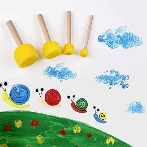 30 Pcs Round Sponges Brush Set, Round Sponge Brushes for Painting, Paint Sponges for Acrylic Painting, Painting Tools for Kids Arts and Crafts (4 vivinin