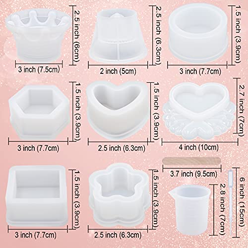 EuTengHao Resin Molds 43Pcs Silicone Molds for Resin, Epoxy Resin Crown Shape Mold Heart Shape Mold with Mica Powder for Storage Box Jewelry Trinket EuTengHao