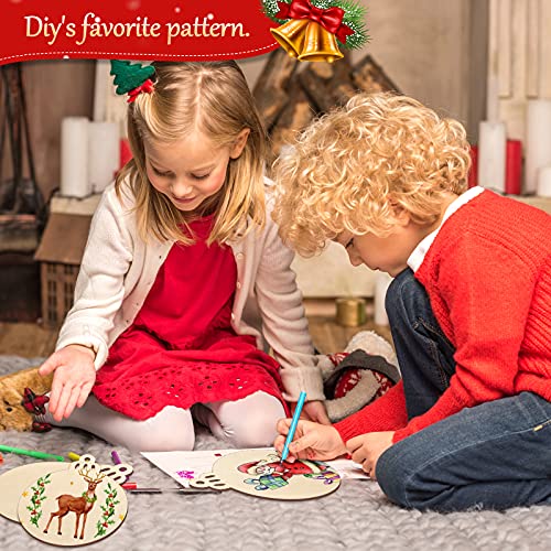 Large Size 7" Wooden Christmas Ornaments to Paint, DIY Blank Unfinished Round Wood Discs Ornament for Crafts Hanging Decorations(10PCS) Sophena