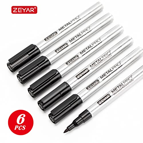 ZEYAR Permanent Marker Pens, Extra Fine Tip(1mm), Waterproof & Smear Proof ink, Aluminum Barrel, Quick Drying- Great on Plastic,Wood,Stone,Metal and ZEYAR
