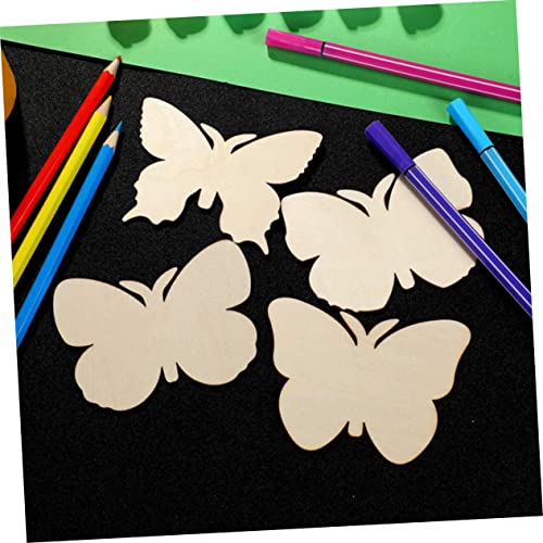 DECHOUS 40pcs Ornaments Wood Cutouts Wooden Paint Crafts Kids DIY Unfinished Wood Kits Wood Butterflies Slices Craft for Kids Wood Chips Mini Chips DECHOUS