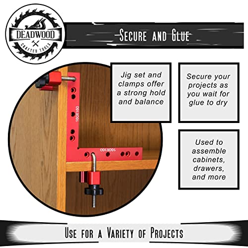 Deadwood Crafted Tools 90 Degree Right Angle Clamp Set - 6.3 x 6.3in Square Corner Clamps for Woodworking Cabinent Drawer Door Making Deadwood Crafted Tools