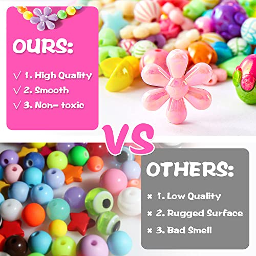 Beads for Kids Crafts, 1100 Jewelry Making Kit Includes Scissor, String, Instruction and Accessories for Bracelet Making, Toys for Girls by Inscraft INSCRAFT