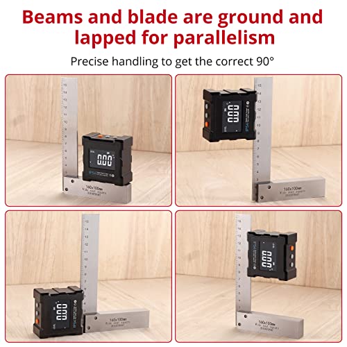 XUNTOP 4PCS Machinist Square 2, 3, 4 and 6 inch Squares Combinations, 90-Degree Right Angle Engineer Set Hardened Angle Ruler Hard Steel Construction XUNTOP