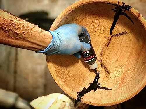 Starbond 2 oz. Black Medium-Thick CA Glue (Premium Cyanoacrylate Super Glue) Knot Filler 500 CPS Viscosity for Woodworking, Woodturning, Carpentry, Starbond