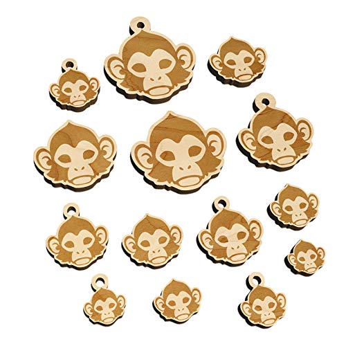 Capuchin Monkey Head Mini Wood Shape Charms Jewelry DIY Craft - Various Sizes (16pcs) - with Hole Sniggle Sloth